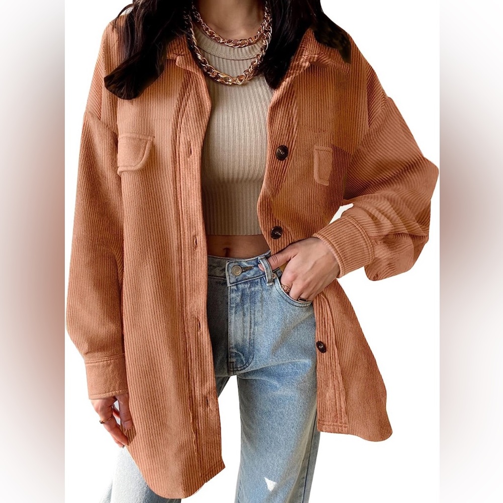 VICHYIE Womens Corduroy Shacket
